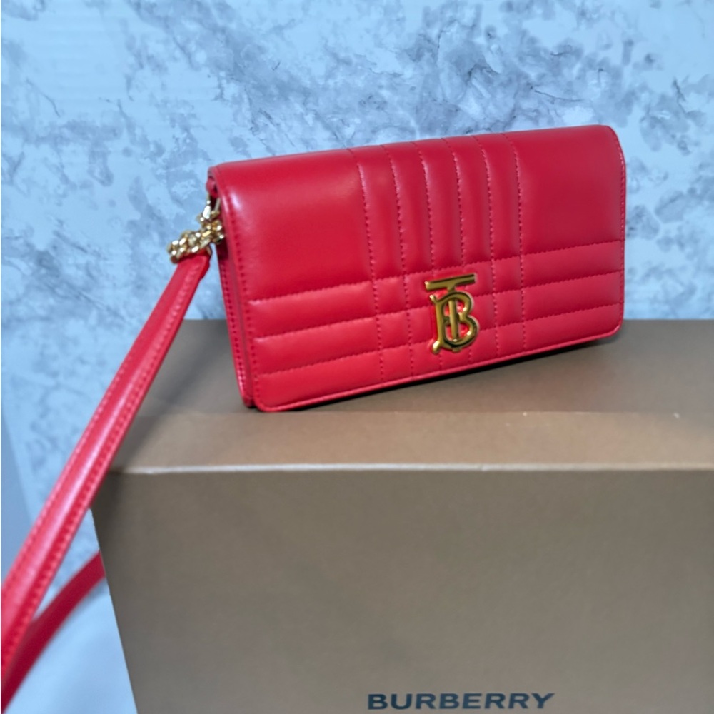 Burberry Red Clutch with Gold Hardware